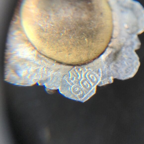 Antique 900 Silver Handmade Filigree Earrings With Ruby Red Cabochons - Picture 7 of 8